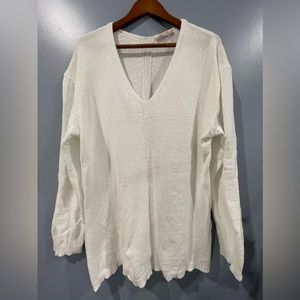 Philosophy White Long Sleeve V-Neck Lightweight Sweater Plus Size 1X